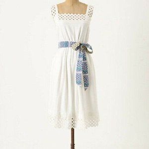 Maeve Canopy Outlook Dress White Linen & Eyelet XL